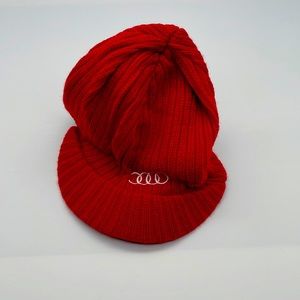 Audi branded snow cap with brim, red